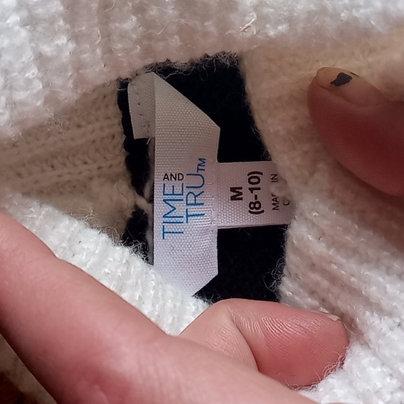 Time and tru color block oversized turtleneck sweater dress cardigan sweatshirt - Picture 5 of 6